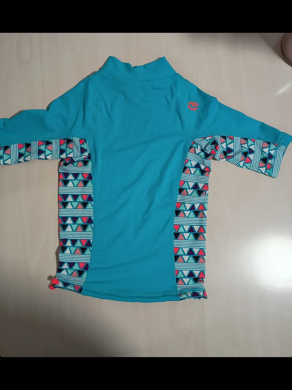 Olian Kids' Turquoise Rash Guard Swim Top with Geo Accent